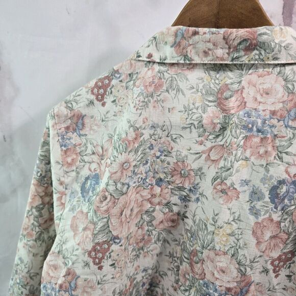Vintage Blazer Womens 1X Pink Floral 1 Button Cottagecore Tea Garden 90s 80s - Picture 6 of 12